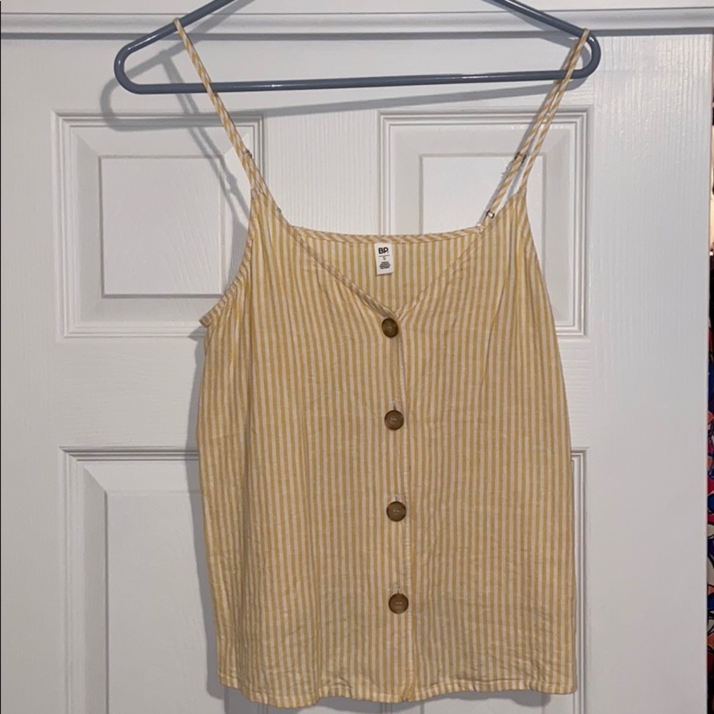 Yellow Stripe Button Tank Sz S